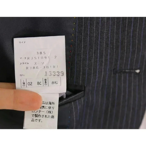 Richard James Savile Row Gray w/ Sky Blue Thin Stripes 3Btn Luxury Wool Suit 40S - Picture 10 of 11